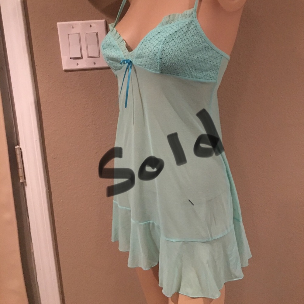 VICTORIA SECRETS SEXY AQUA BLUE SHEER BABY DOLL M
